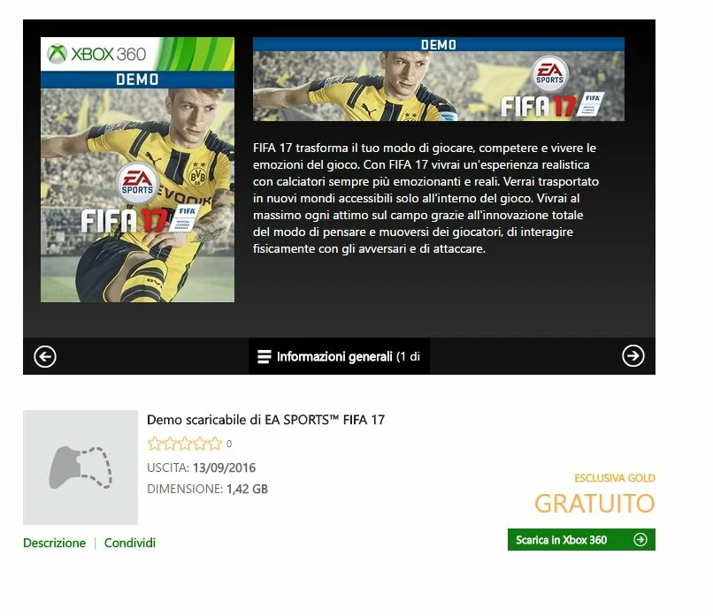 Demo Fifa 17 disponibile Xbox 360