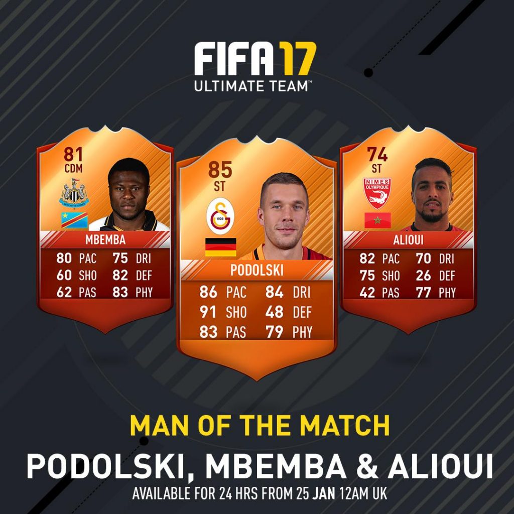 Carte IMOTM e MOTM Man of the match in Fifa 17