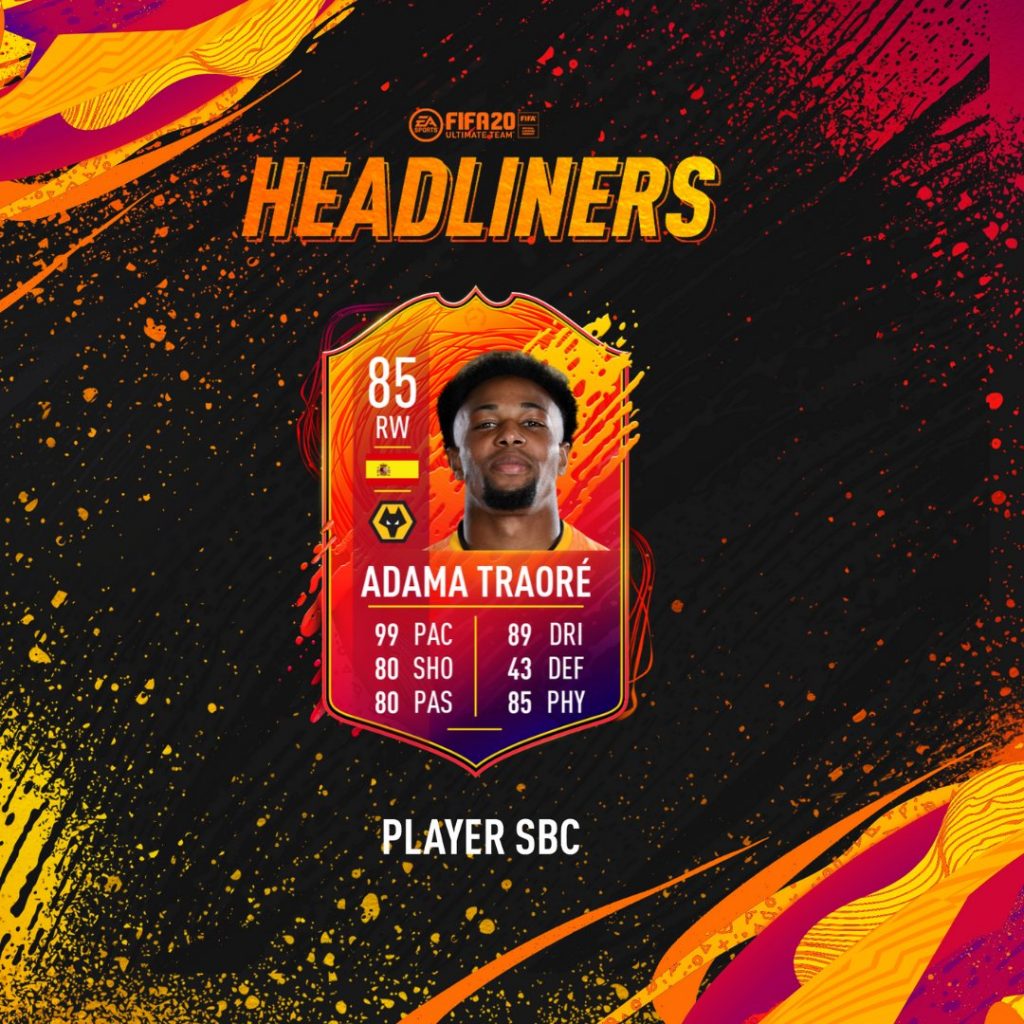 SBC Headliners FIFA 20 Adama Traorè