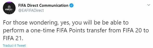 Trasferire FIFA Points su FIFA 21