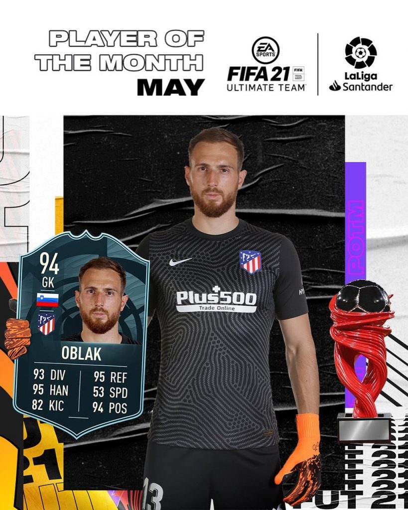 Oblak POTM Maggio LaLiga