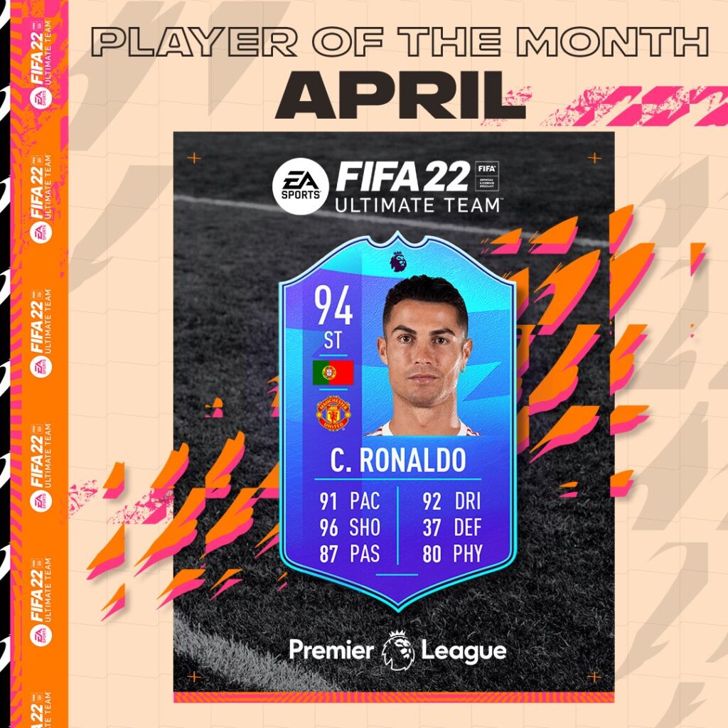 Ronaldo POTM aprile Premier League