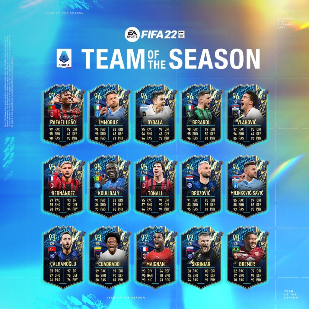 TOTS SERIE A FIFA 22 UFFICIALE