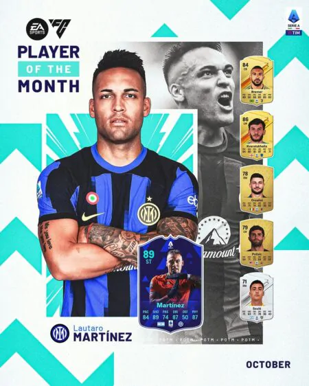 Lautaro Martinez POTM di ottobre della Serie A