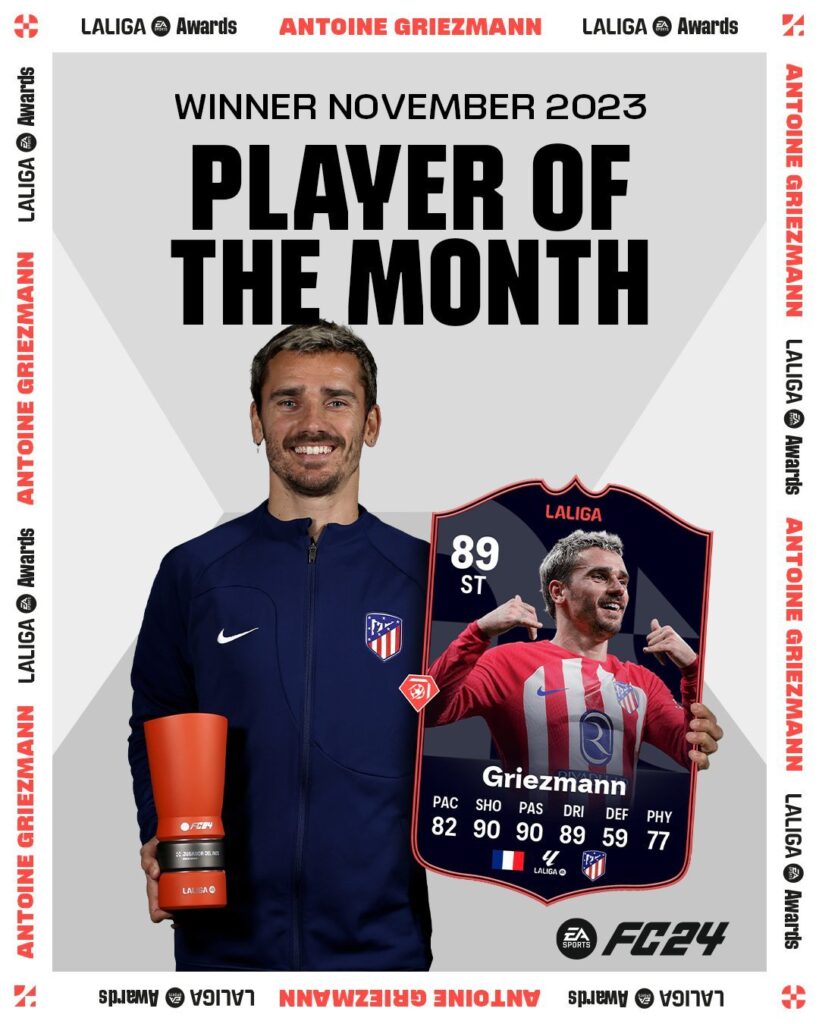 Antoine Griezmann POTM di novembre de LaLiga